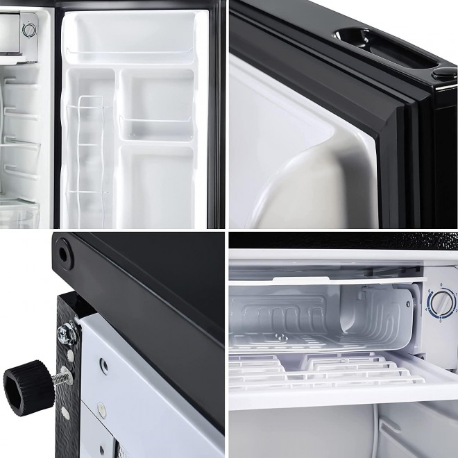 Mini Fridge with Freezer, 3.2 cu.ft Super Quiet Compact Refrigerator with Reversible Door, 5 Settings Temperature Adjustable for Kitchen, Bedroom, Dorm, Apartment, Bar, Office, RV