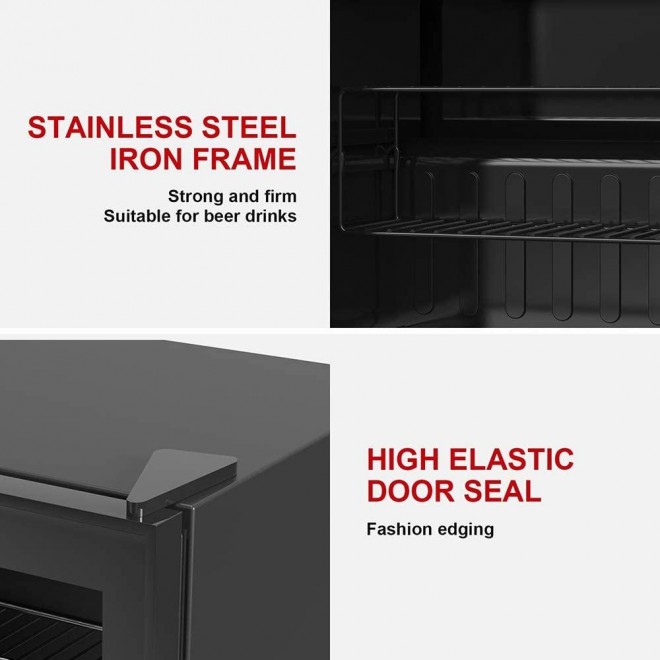 Coollife Upright Freezer -Have Removable Shelves and Three-layers Glass Door, Compact Fridge Freezer with Adjustable Thermostat for Ice Cream (1.1 Cubic Feet)