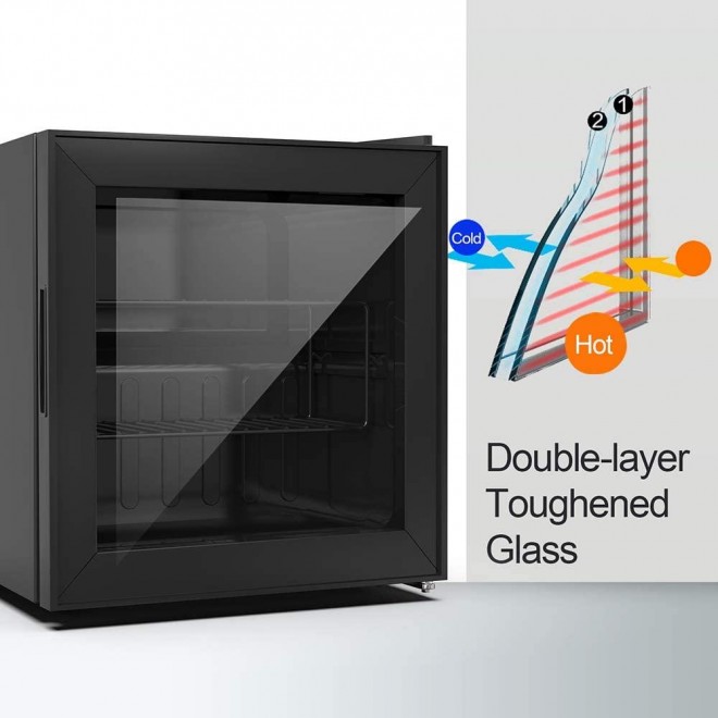 Coollife Upright Freezer -Have Removable Shelves and Three-layers Glass Door, Compact Fridge Freezer with Adjustable Thermostat for Ice Cream (1.1 Cubic Feet)