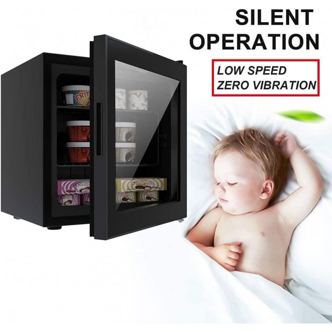 Coollife Upright Freezer -Have Removable Shelves and Three-layers Glass Door, Compact Fridge Freezer with Adjustable Thermostat for Ice Cream (1.1 Cubic Feet)