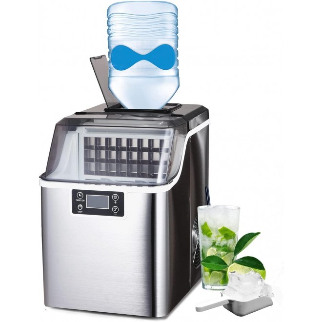 Ice Makers Countertop 1 Gallon, 45lbs Square Ice Cubes Making Machine with Ice Scoop & Self-Cleaning Function, 20 Minutes Fast Icing