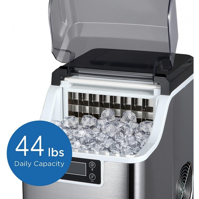Ice Makers Countertop 1 Gallon, 45lbs Square Ice Cubes Making Machine with Ice Scoop & Self-Cleaning Function, 20 Minutes Fast Icing