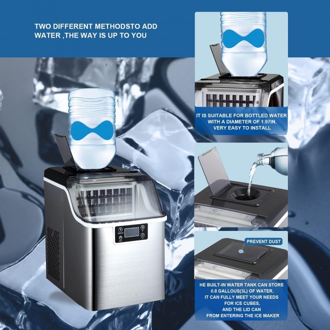 Ice Makers Countertop 1 Gallon, 45lbs Square Ice Cubes Making Machine with Ice Scoop & Self-Cleaning Function, 20 Minutes Fast Icing