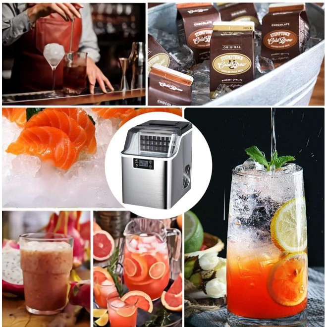 Ice Makers Countertop 1 Gallon, 45lbs Square Ice Cubes Making Machine with Ice Scoop & Self-Cleaning Function, 20 Minutes Fast Icing