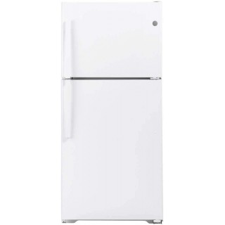 GE GTS22KGNRWW 33 Inch Freestanding Top Freezer Refrigerator with 21.93 cu. ft. Total Capacity, 2 Glass Shelves, Right Hinge with Reversible Doors, Crisper Drawer, Frost Free Defrost (White)