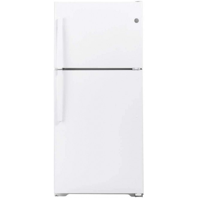 GE GTS22KGNRWW 33 Inch Freestanding Top Freezer Refrigerator with 21.93 cu. ft. Total Capacity, 2 Glass Shelves, Right Hinge with Reversible Doors, Crisper Drawer, Frost Free Defrost (White)