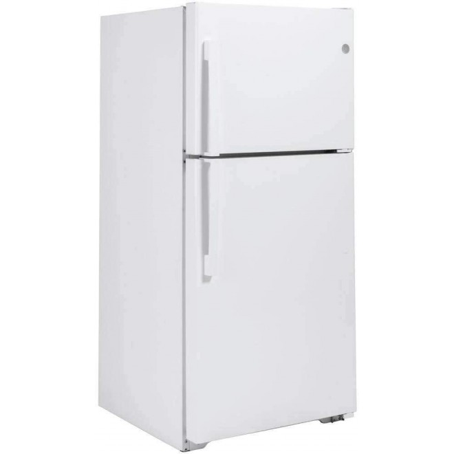 GE GTS22KGNRWW 33 Inch Freestanding Top Freezer Refrigerator with 21.93 cu. ft. Total Capacity, 2 Glass Shelves, Right Hinge with Reversible Doors, Crisper Drawer, Frost Free Defrost (White)