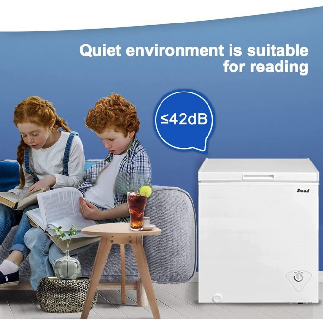 Smad Chest Freezer 7.0 Cubic Feet with Removable Basket Flip-up Lid Deep Freezer Adjustable Temperature, for Apartment Home Kitchen Grocery, White