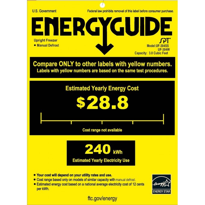 SPT UF-304W: 3.0 cu.ft. Upright Freezer in White - ENERGY STAR