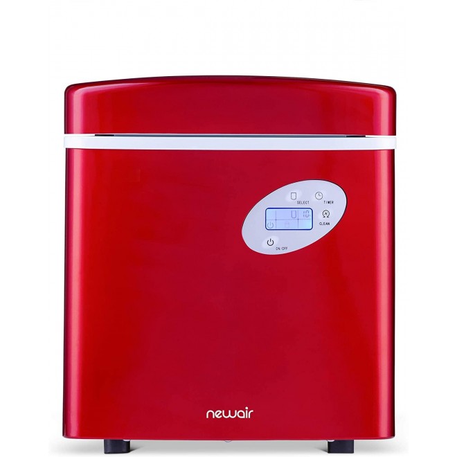 NewAir Portable Ice Maker 50 lb. Daily - Countertop Design - 3 Size Bullet Shaped Ice - AI-215R - Red