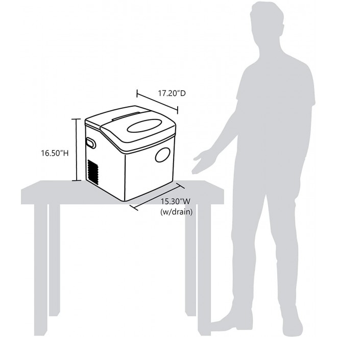 NewAir Portable Ice Maker 50 lb. Daily - Countertop Design - 3 Size Bullet Shaped Ice - AI-215R - Red