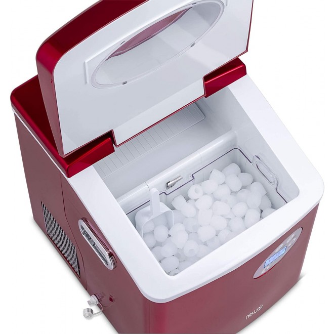 NewAir Portable Ice Maker 50 lb. Daily - Countertop Design - 3 Size Bullet Shaped Ice - AI-215R - Red
