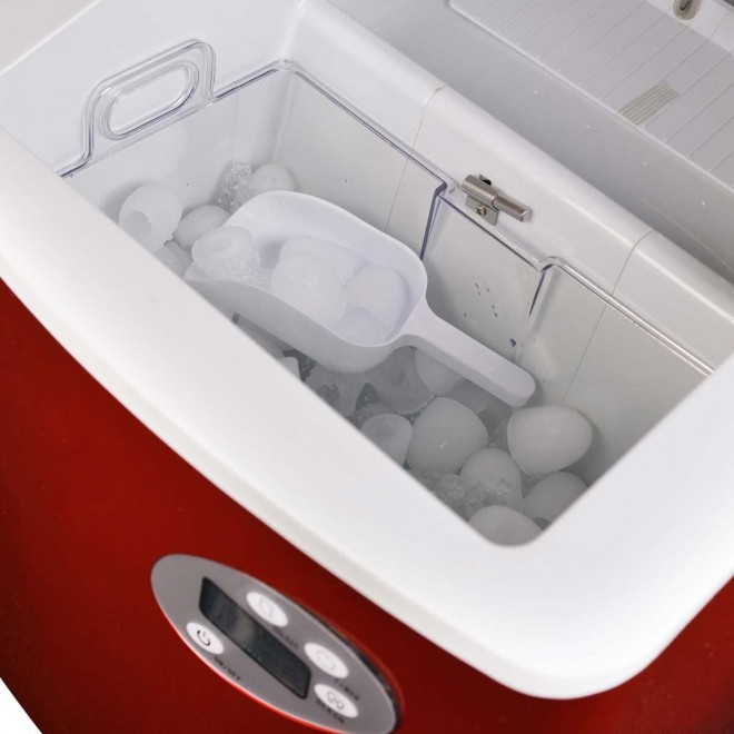 NewAir Portable Ice Maker 50 lb. Daily - Countertop Design - 3 Size Bullet Shaped Ice - AI-215R - Red