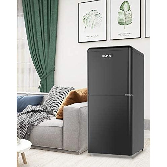 3.4 Cu.Ft Compact Refrigerator, Mini Fridge with Freezer for Bedroom, Drom, Apartment, Garage, Office, 2doors Small Refrigerator (Black)