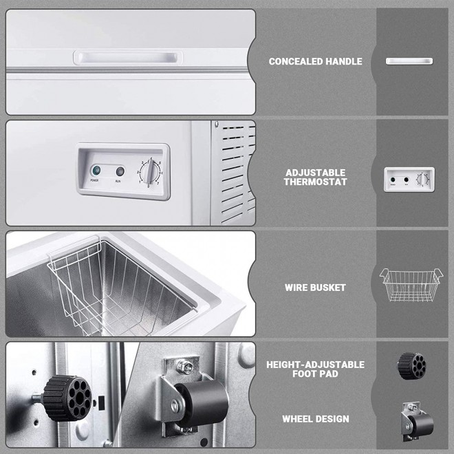 svhwe 7.0 Cubic Feet Chest Freezer Free-Standing Top Door Compact Freezers Energy Saving Low-Noise Deep Frezzer for House Apartment Garage Kitchen Office, Adjustable Thermostat (-11.2ºF~10.4ºF), White