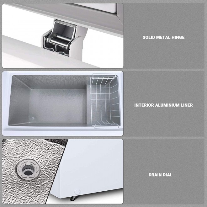 svhwe 7.0 Cubic Feet Chest Freezer Free-Standing Top Door Compact Freezers Energy Saving Low-Noise Deep Frezzer for House Apartment Garage Kitchen Office, Adjustable Thermostat (-11.2ºF~10.4ºF), White