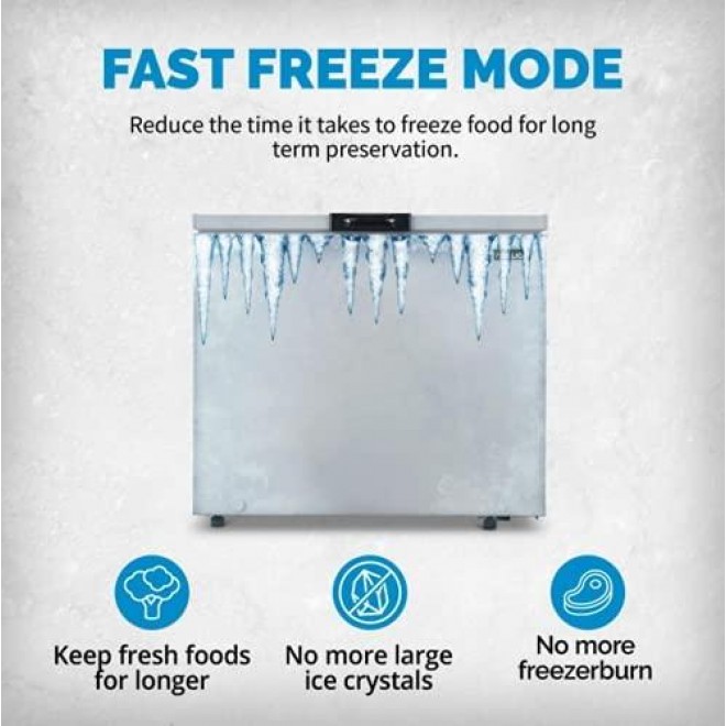 New Air Chest Freezer - 7 Cubic Feet Reach In Freezer Chest - Quiet Freezer with Digital Temperature Control, Open Door Alarm, and Fast Freeze Mode - Cool Gray NFT070GA00