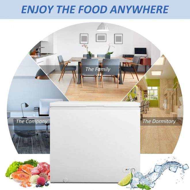WATOOR 7.0 Cu.ft Chest Freezer Small Deep Freezer Mini Outdoor Chest Freezers Upright with 4 Removable Baskets 7 Temperature Settings White