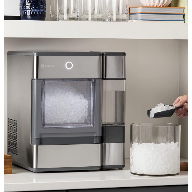 GE Profile OPAL01GEPKT Opal | Countertop Nugget Ice Maker, Stainless Steel Wrap with Gray Accents & LED Lighting