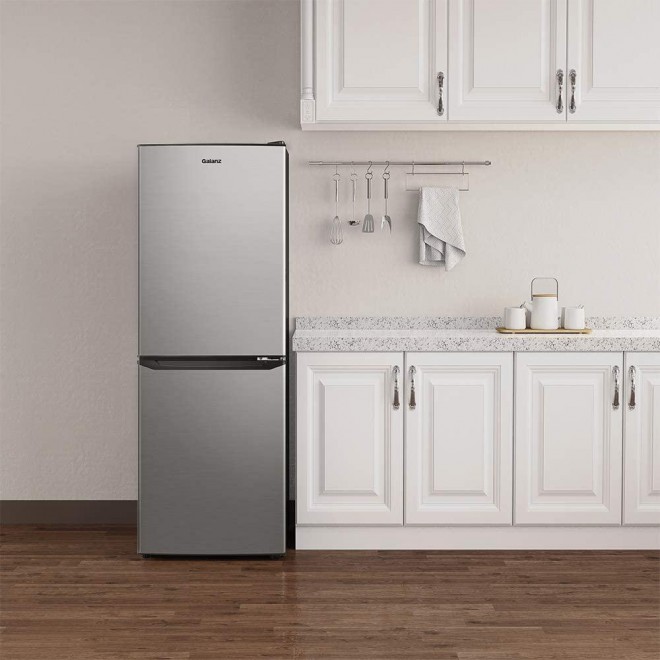 Galanz GLR74BS1E04 Bottom Refrigerator, Adjustable Mechanical Thermostat with True Freezer, Versatile Door Storage, 7.4 Cu.Ft, Stainless Steel Look