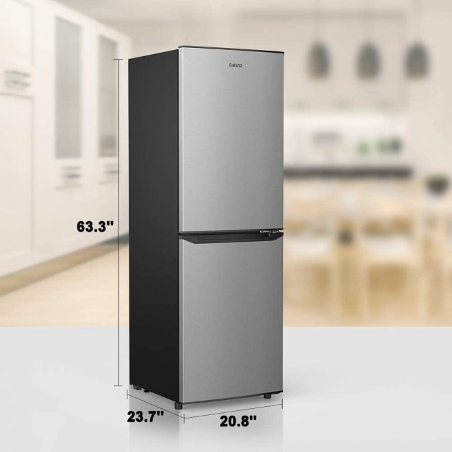 Galanz GLR74BS1E04 Bottom Refrigerator, Adjustable Mechanical Thermostat with True Freezer, Versatile Door Storage, 7.4 Cu.Ft, Stainless Steel Look