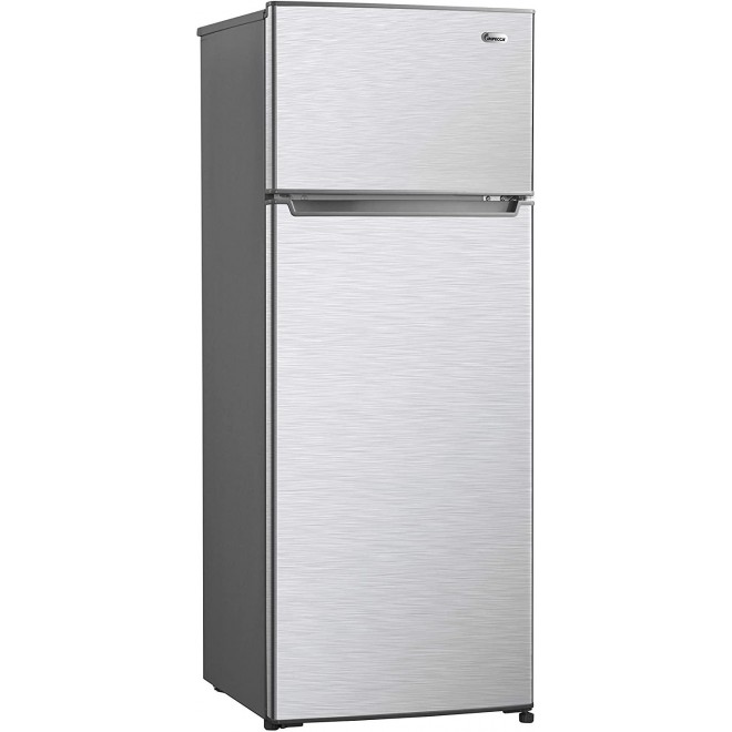 Impecca 7.4 Cu. Ft. 2 Door Refrigerator with Top Mount Freezer in Stainless Look