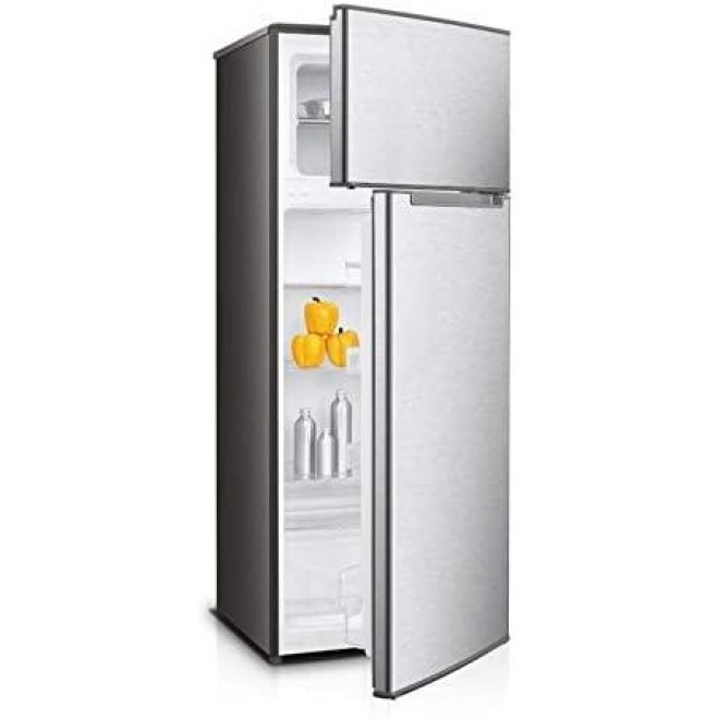 Impecca 7.4 Cu. Ft. 2 Door Refrigerator with Top Mount Freezer in Stainless Look