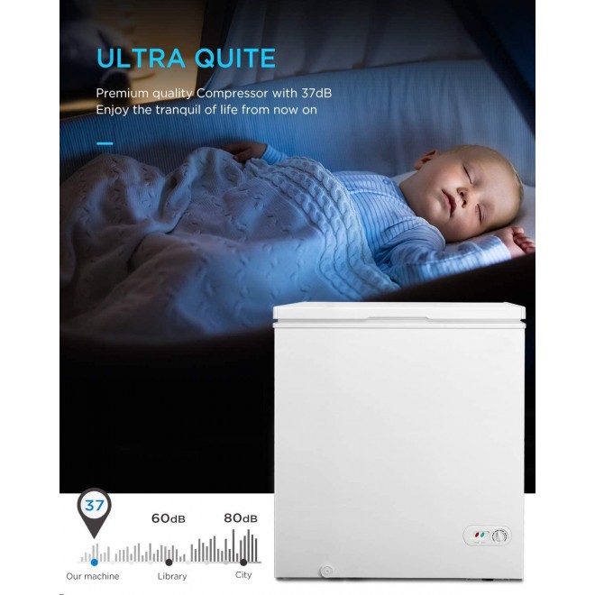 Northair Chest Freezer 5.0 Cubic Feet with 3 Removable Baskets Free-Standing Top Open Door Freezers -4℉ to 6.8℉ Adjustable Temperature/Front Defrost Water Drain/Energy-saving/UL Certified