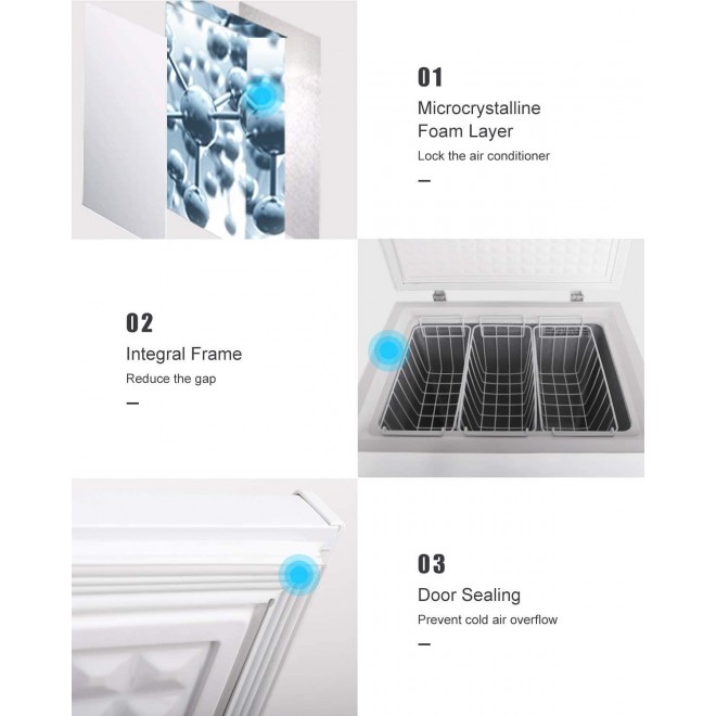 Northair Chest Freezer 5.0 Cubic Feet with 3 Removable Baskets Free-Standing Top Open Door Freezers -4℉ to 6.8℉ Adjustable Temperature/Front Defrost Water Drain/Energy-saving/UL Certified