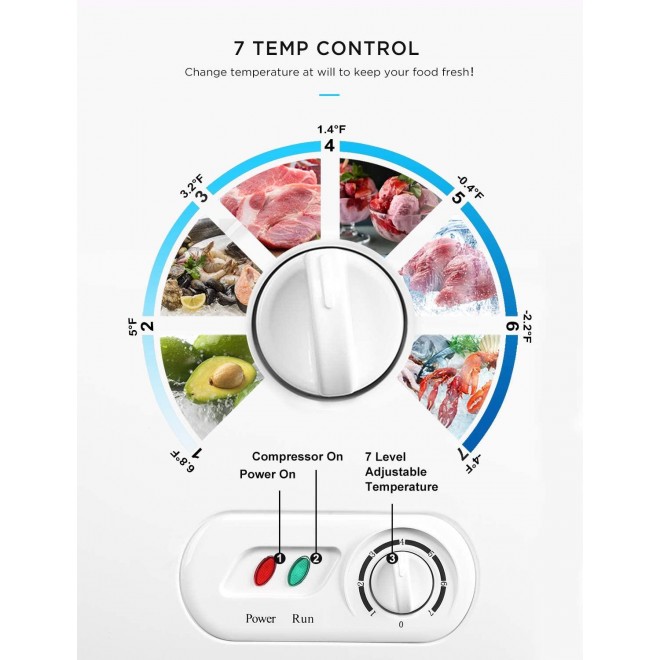 Northair Chest Freezer 5.0 Cubic Feet with 3 Removable Baskets Free-Standing Top Open Door Freezers -4℉ to 6.8℉ Adjustable Temperature/Front Defrost Water Drain/Energy-saving/UL Certified