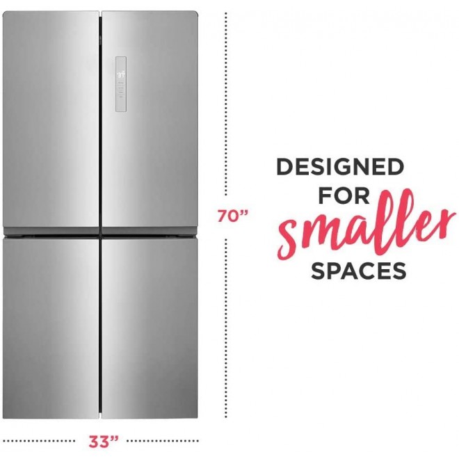 Frigidaire 17.4 Cu. Ft. 4 Door Refrigerator in Brushed Steel with Adjustable Freezer Storage
