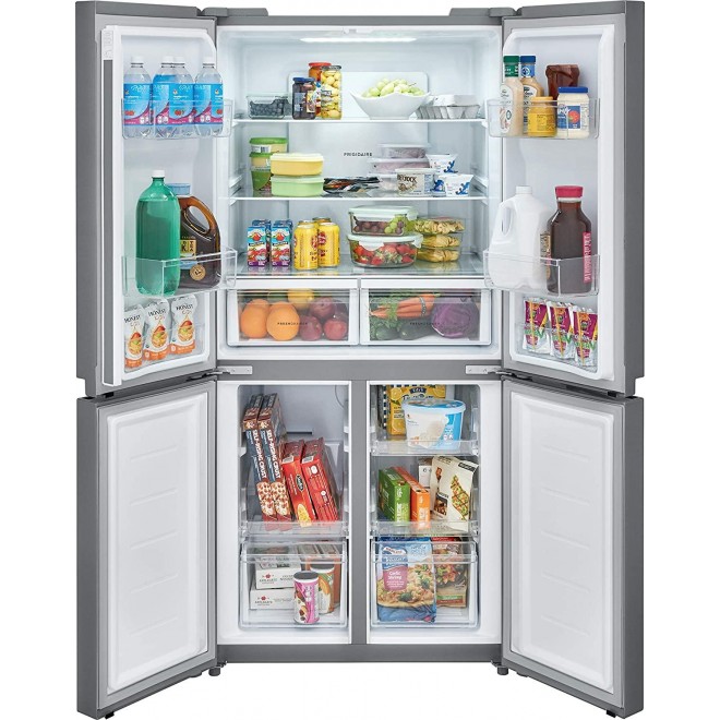 Frigidaire 17.4 Cu. Ft. 4 Door Refrigerator in Brushed Steel with Adjustable Freezer Storage