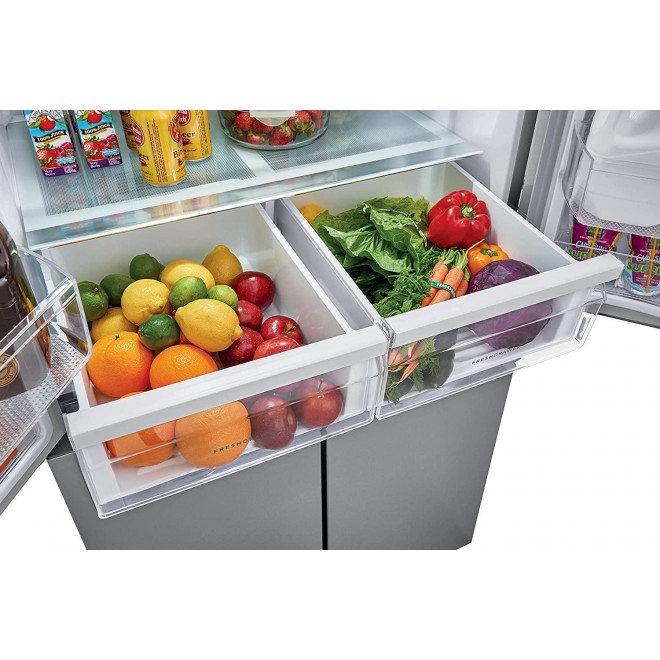 Frigidaire 17.4 Cu. Ft. 4 Door Refrigerator in Brushed Steel with Adjustable Freezer Storage
