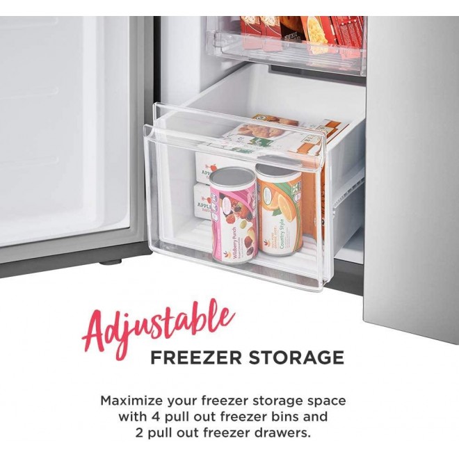 Frigidaire 17.4 Cu. Ft. 4 Door Refrigerator in Brushed Steel with Adjustable Freezer Storage