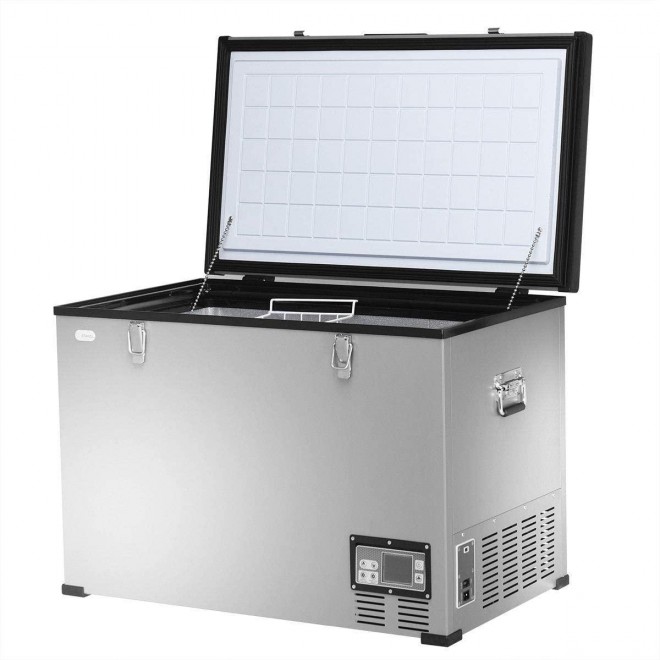 COSTWAY Chest Freezer, 100-Quart Compressor Travel Car Freezer, -0.4°F to 50°F, Portable and Compact Vehicle Electric Cooler Fridge, for Meat, Vegetable and Drinks, for Car, Home, Camping, Truck Party