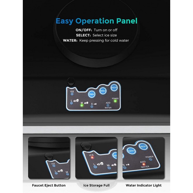 SOUKOO 2 in 1 Water Ice Maker, 48lbs Daily Ice Cube Makers,Stainless Steel Ice Makers Countertop,Tabletop Ice Maker Machine with a Scoop and a 4.5 Pound Storage Basket……