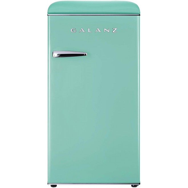 Galanz GLR33MGNR10 Retro Compact Refrigerator, Single Door Fridge, Adjustable Mechanical Thermostat with Chiller, Green, 3.3 Cu Ft
