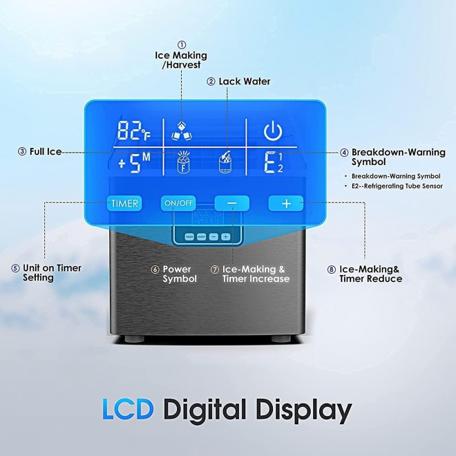 Ice Maker Machine Countertop,40Lbs/24H Auto Self-Cleaning,24 pcs Ice Cube in 13 Mins,Portable Compact Ice Cube Maker,Stainless Steel,With Ice Scoop & Basket,Perfect for Home/Kitchen/Office/Bar (Black)