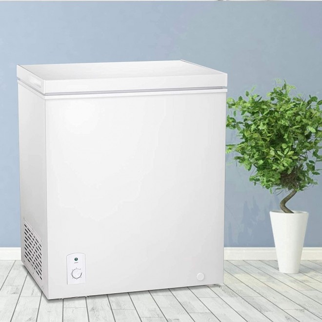 Antarctic Star 5.1 Cu.ft Chest Freezer 6.8¨Hto -4¨Hwith Removable Basket Free Standing Top open Door Compact Freezer with Adjustable 7 Temperature Defrost Water Drain/Power Saving UL Certified (White)