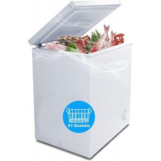SMETA 3.5 cu ft Chest Freezer, Deep Freezer in Flip-up Lid, Quiet Compact Fridge Freezer, Small & Mini Freezer with Removable Basket, Outdoor Freezer in White