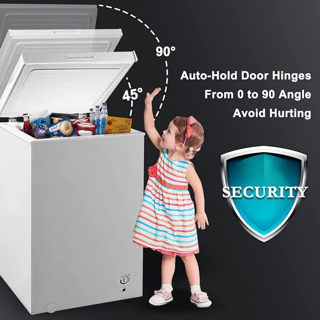 SMETA 3.5 cu ft Chest Freezer, Deep Freezer in Flip-up Lid, Quiet Compact Fridge Freezer, Small & Mini Freezer with Removable Basket, Outdoor Freezer in White