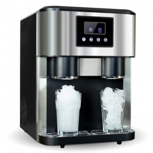 Crushed ice and ice Cube Maker with ice Water Function, Countertop Stainless Steel Ice Cube Machine, Adjustable Ice Size, Including Scoop and Water Supply Kit Crushed ice and ice Cube Maker with ice Water Function, Countertop Stainless Steel Ice Cube Machine, Adjustable Ice Size, Including Scoop and Water Supply Kit