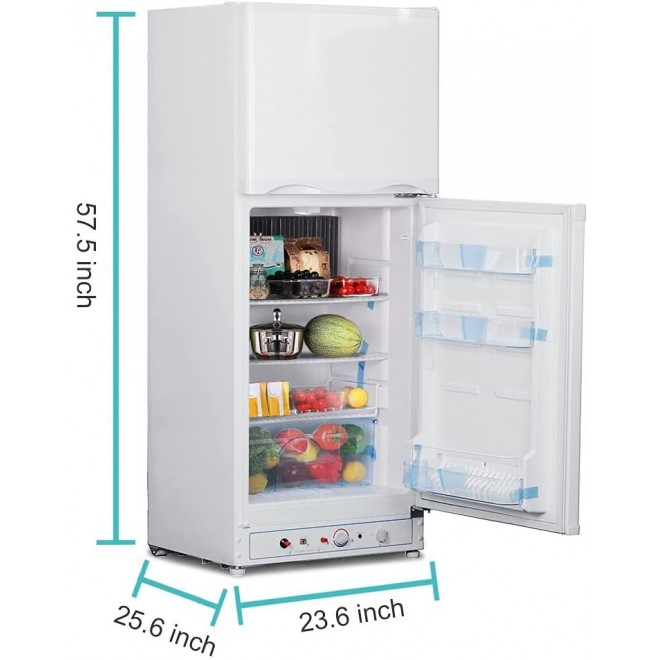 Techomey Propane Refrigerator, Propane Refrigerator With Freezer 12v/110v/Gas Lpg, Propane Refrigerator For Cabin, Propane Refrigerator With Freezer, Propane Refrigerator Off Grid 6.1 Cu. Ft