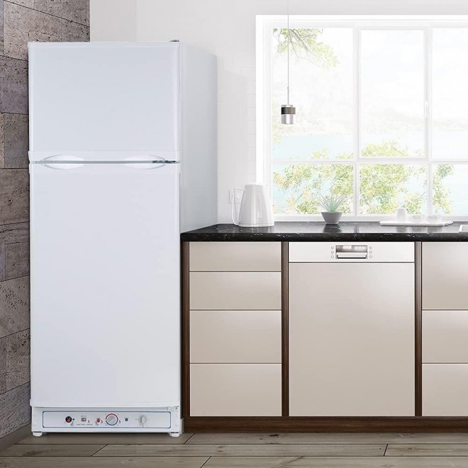 Techomey Propane Refrigerator, Propane Refrigerator With Freezer 12v/110v/Gas Lpg, Propane Refrigerator For Cabin, Propane Refrigerator With Freezer, Propane Refrigerator Off Grid 6.1 Cu. Ft