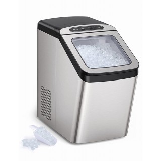 Nugget Ice Maker for Countertop, Sonic Ice Maker Machine, Makes 26lb Nugget Ice per Day, Crunchy Pellet Ice Maker with 3.3lb Ice Bin and Scoop for Home Office, Self-Cleaning