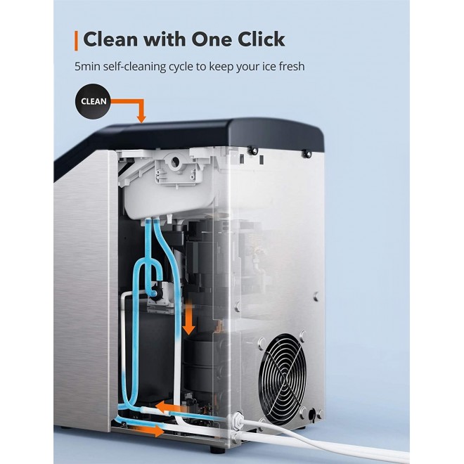 Nugget Ice Maker for Countertop, TAOTRONIC Sonic Ice Maker Machine, Makes 26lb Nugget Ice per Day, 3.3lb Ice Bin and Scoop for Home Office, Self-Cleaning