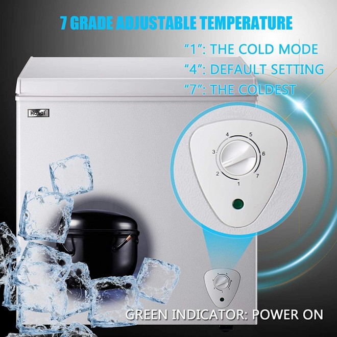 Chest Freezer Deep Freezer for Garage 5.0 Cu.Ft Compact Freezer Only Adjustable 7 Thermostat and Removable Basket Energy Saving for Garage Basement Dorm Apartment Kitchen Business
