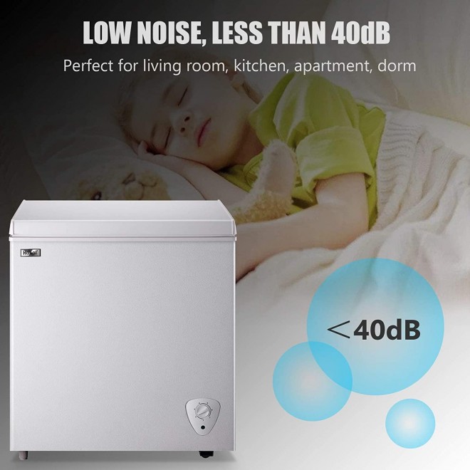 Chest Freezer Deep Freezer for Garage 5.0 Cu.Ft Compact Freezer Only Adjustable 7 Thermostat and Removable Basket Energy Saving for Garage Basement Dorm Apartment Kitchen Business