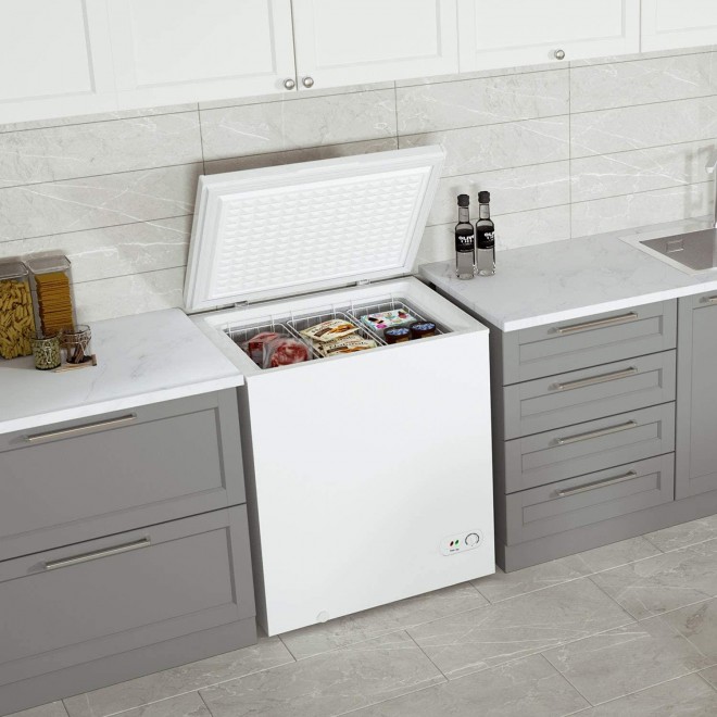 Northair Chest Freezer - 5 Cu Ft with 3 Removable Baskets - Reach In Freezer Chest - Quiet Compact Freezer - 7 Temperature Settings - White