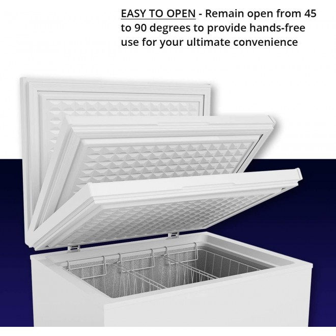 Northair Chest Freezer - 5 Cu Ft with 3 Removable Baskets - Reach In Freezer Chest - Quiet Compact Freezer - 7 Temperature Settings - White